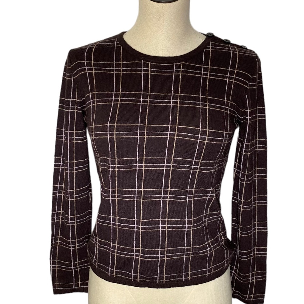Grace Dane Lewis Angora brown long sleeve  button detail sweater small